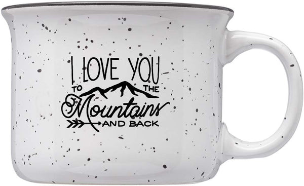 Stoneware Adventure 8oz Mini Mug (I Love You To The Mountains And Back, White Speckle)