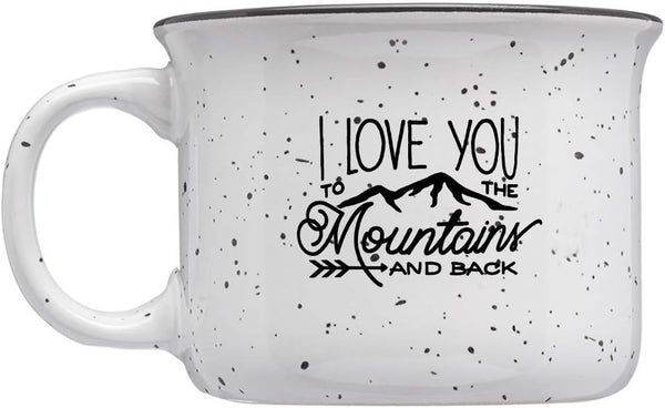 Stoneware Adventure 8oz Mini Mug (I Love You To The Mountains And Back, White Speckle)