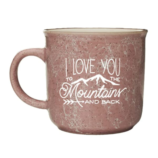 Stoneware Adventure 8oz Mini Mug (I Love You To The Mountains And Back, White Speckle)